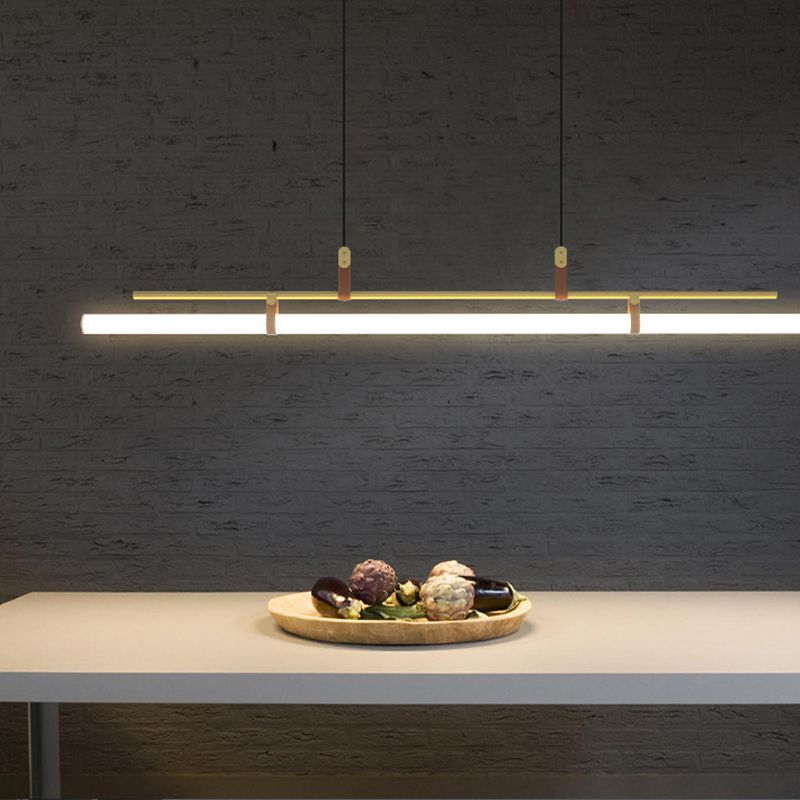 Nordic Style Island Light Metal Straight Island Pendant for Dining Room