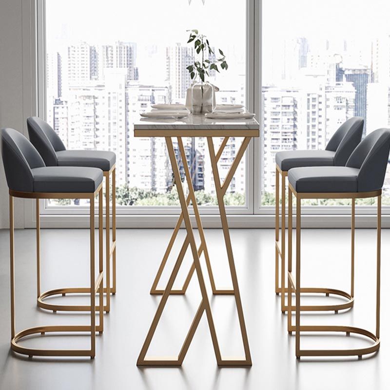 White Rectangle 1/2/3 Pieces Bar Stool and Table Set Indoor Glam Table and Stool Set