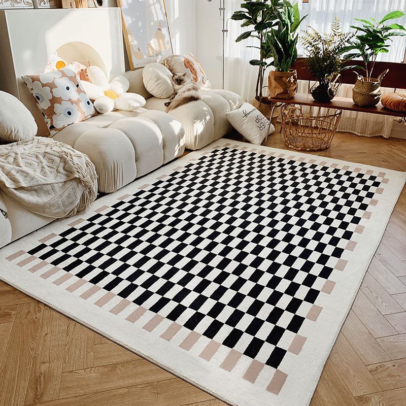 Fancy Geometric Pattern Rug Brown Modern Carpet Polyester Non-Slip Backing Rug for Home Decor
