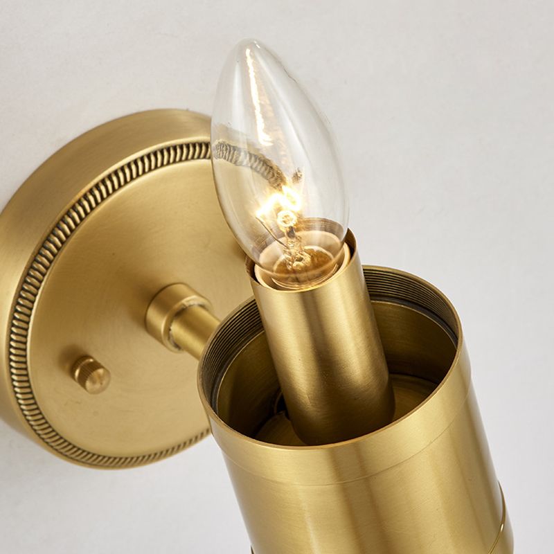 1 / 2 - Light Cylinder Wall Sconce in Gold and Clear Solid Brass and Glass Wall Light
