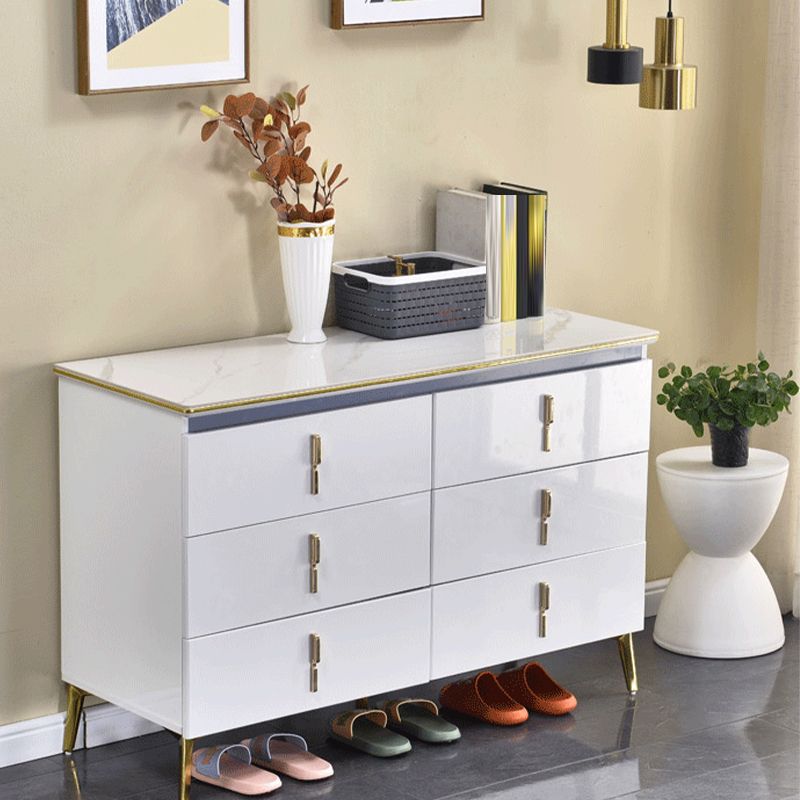 Glam Stone Chest 17.7" Wide Bedroom Chest in White with Drawers