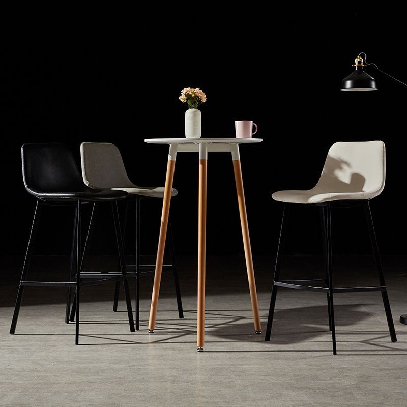 Industrial Metal Barstool Leather Low Back Stool with Cushion