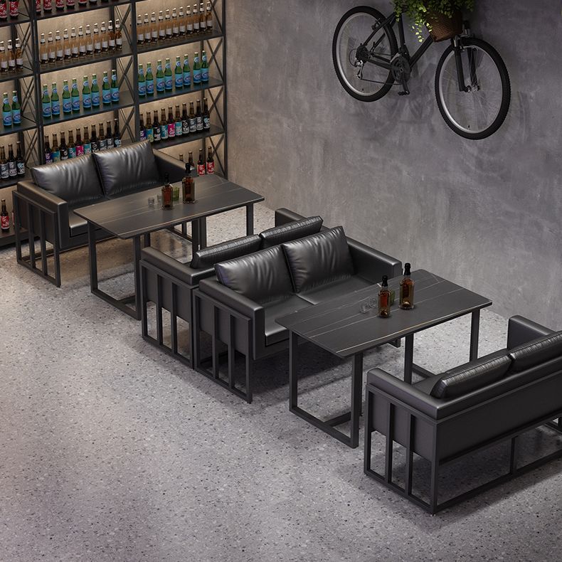Industrial Sintered Stone Dinner Room Kitchen Table Black Table with Metal Base for Dinning Room