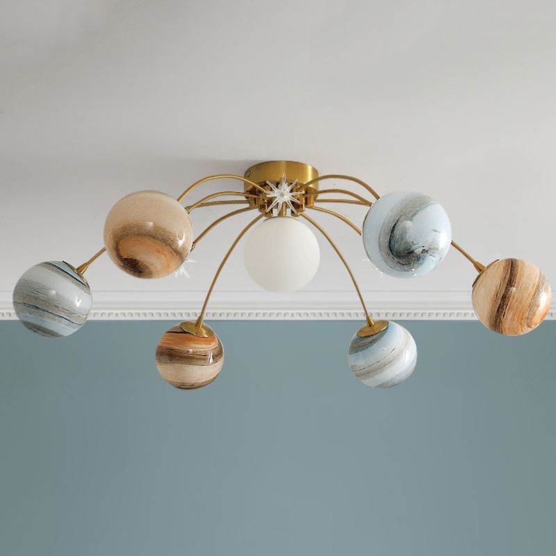 13 Light Flush Mount Ceiling Light Modern Fixture Flush Mount Lamp in Gold