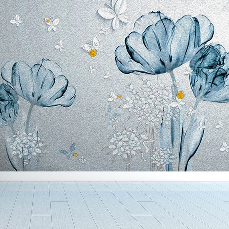 Whole Flower Mural Wallpaper Moisture Resistant Contemporary  Bedroom Wall Decor