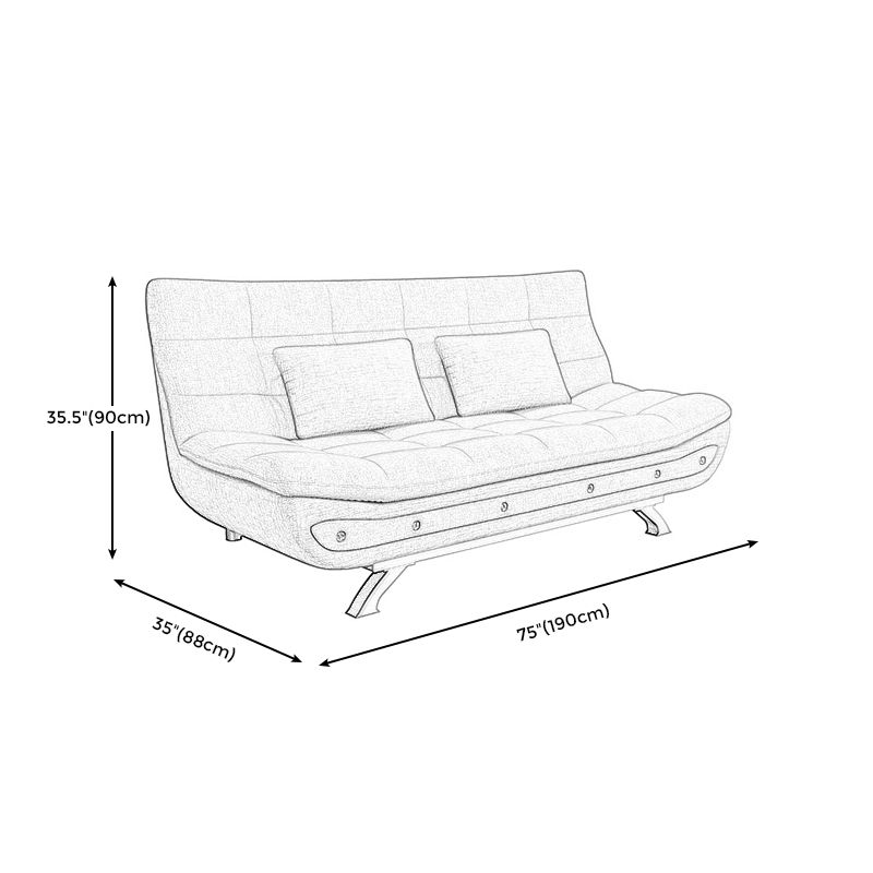 Linen Contemporary Sleeper with 2 Pillows Back for Apartment