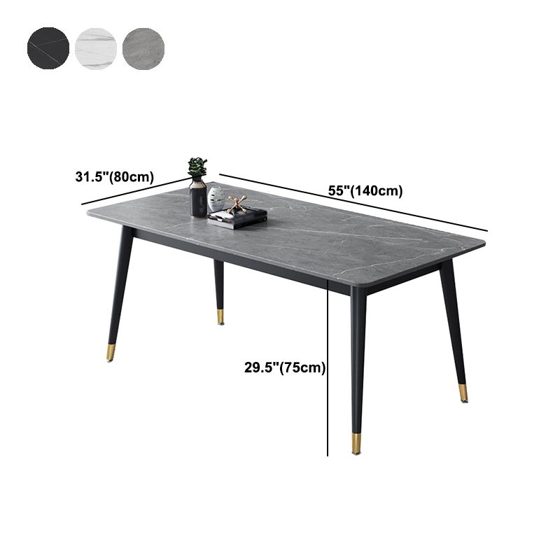 Stone Modern Rectangle Dining Table Matte Finish 4 Legs Table for Home