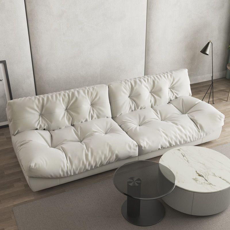 Tufted Split-Back Seating Armless Standard Sofa Leather for Apartment