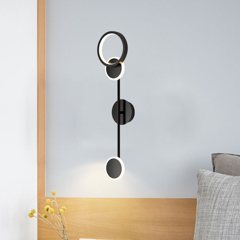 Metallic Round LED Wall Sconce Lighting Contemporary 2/3/4 Lights Wall Mount Lamp in Black