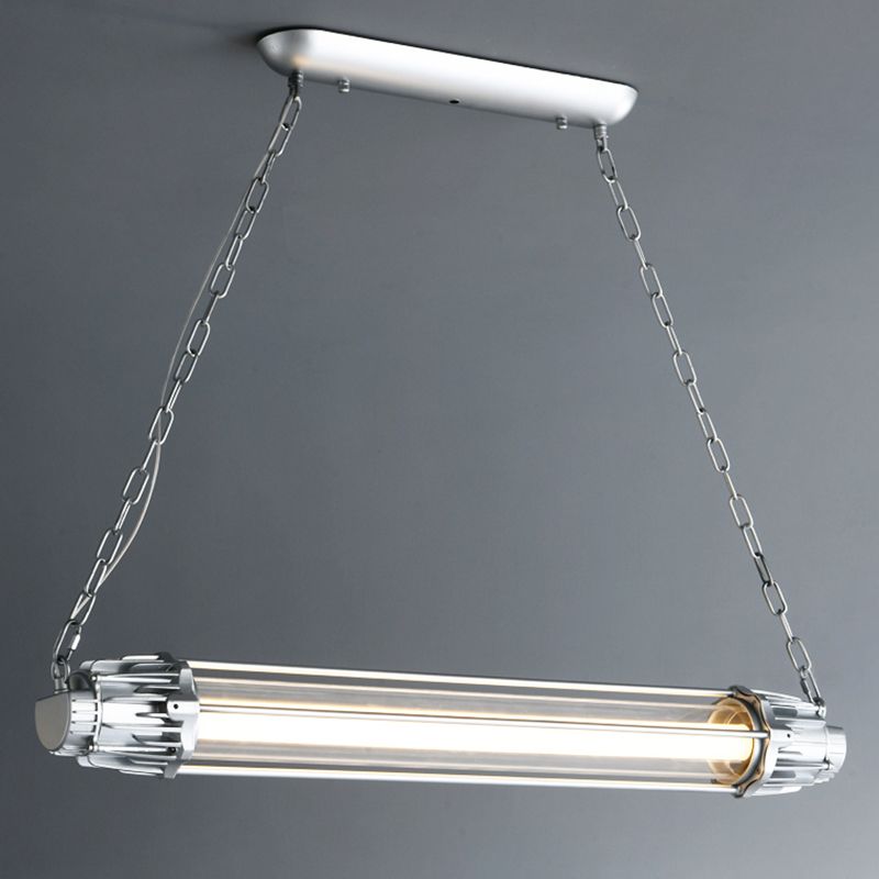 Il ristorante industriale in metallo industriale a ciondolo cilindrico d'isola argento si appese alla luce appesa