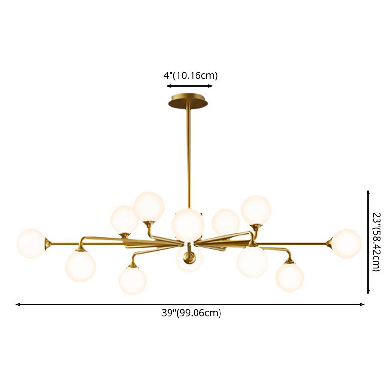 Lámpara de araña de la isla de oro de la isla de oro iluminación colgante de vidrio de estilo moderno para sala de estar