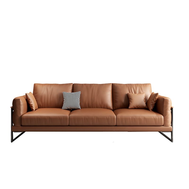 4 Seater Leather Sofa 36.22" Wide Square Arm Sofa for Living Room