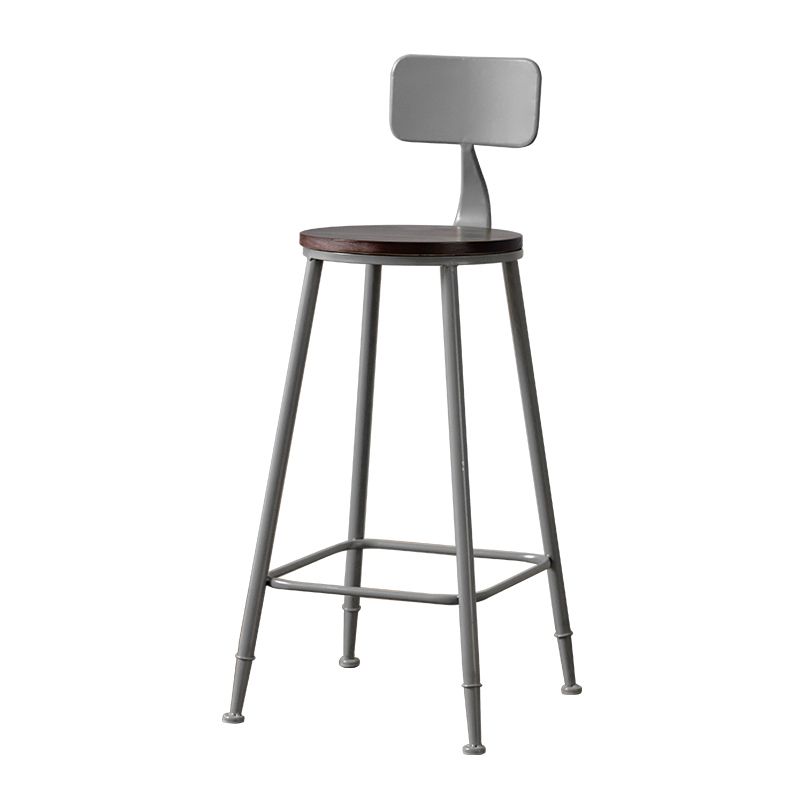 Modern Armless Backrest Counter Stool Iron Bar Stool with Pedal for Milk Tea Shop