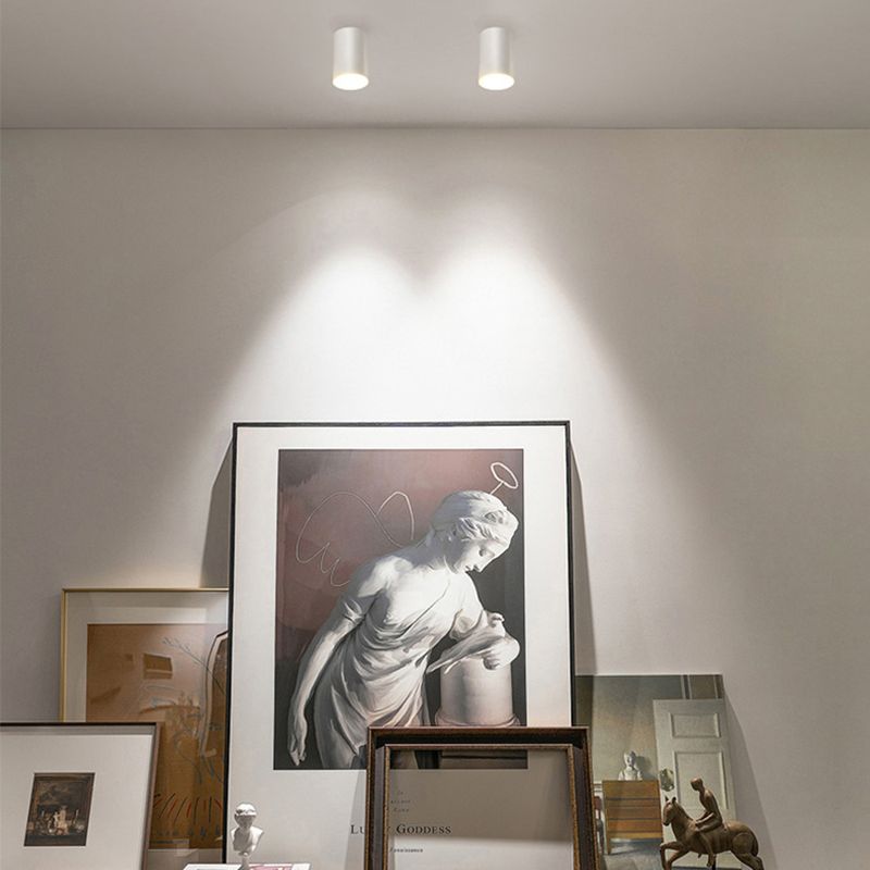 Zwarte 1-lichts plafondinbouwlamp Moderne stijl cilinder aluminium inbouwlamp