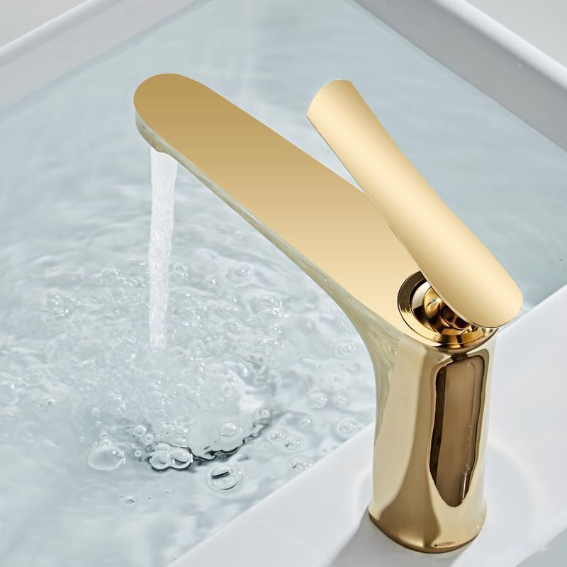 Light Luxury Basin Faucet 6.69" H Modern Brass Vessel Sink Faucet
