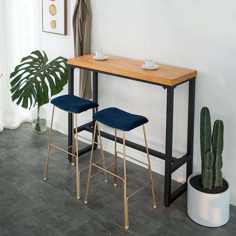 Glam Metal Stool Upholstered Counter Stool in Matte Finish for Indoor