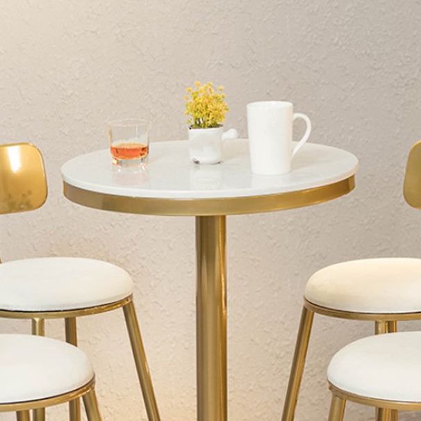 Artificial Marble Bar Table Glam Style Gold Base Bistro Table for Coffee Shop