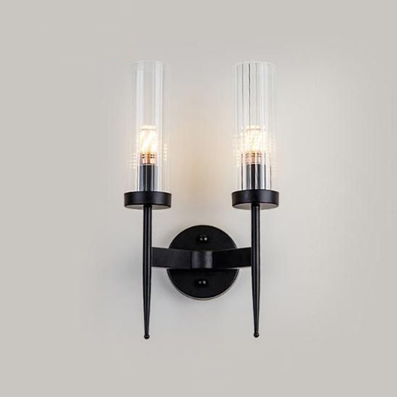 Half Cylinder Shape Glass Wall Lighting Modern Style Multi Lights Wall Mounted Light