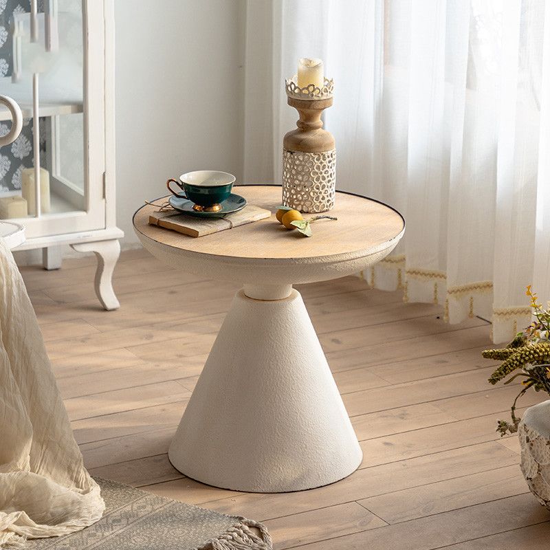 French Country Metal Pedestal Side End Table 18.9" Tall Round Side End Table