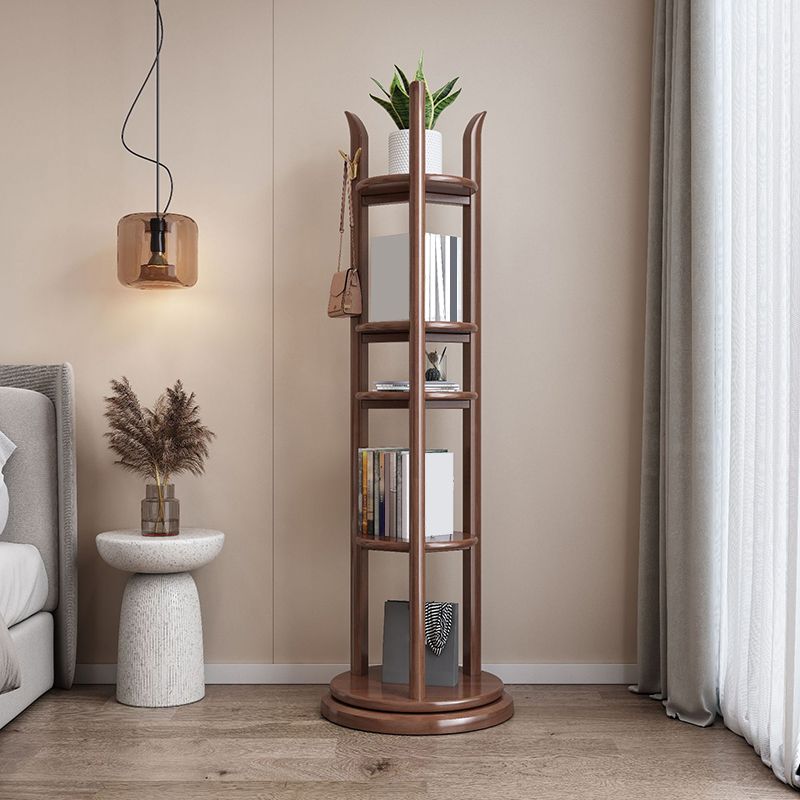 4 Shelves Etagere Bookcase Wooden Contemporary Open Back Bookshelf