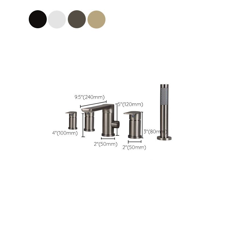 Modern Roman Tub Filler Copper with Hand Shower Deck Mounted Roman Tub Faucet