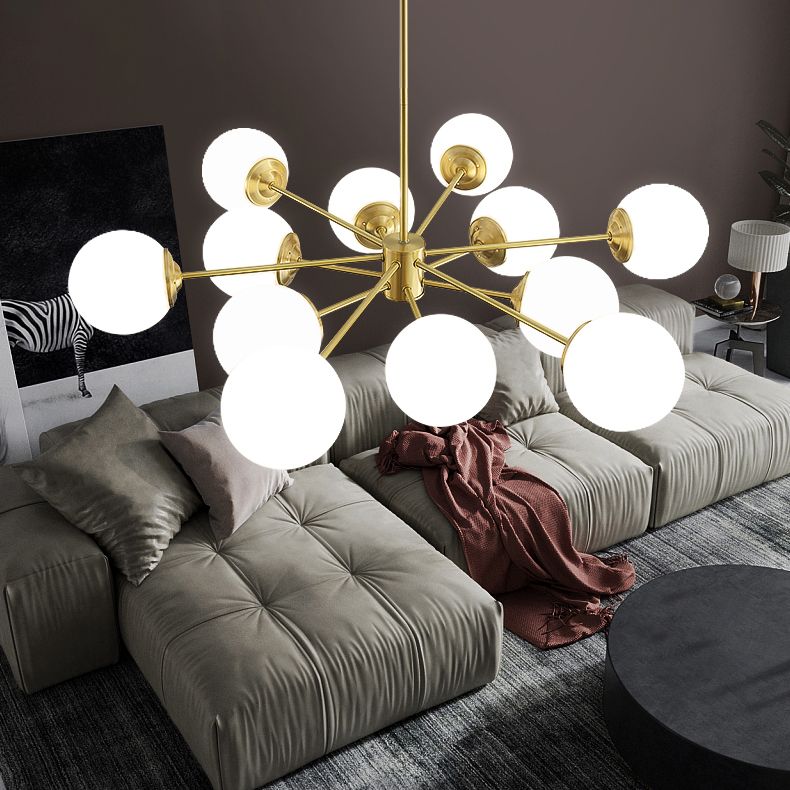 Globe kroonluchter verlichtingsarmaturen Designer Style Multi-Hoofd Suspension Light met witte glazen schaduw
