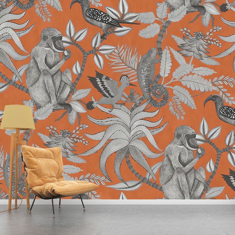 Fresh Jungle and Animal Mural Wallpaper for Accent Wall, Natural Color, Made to Measure