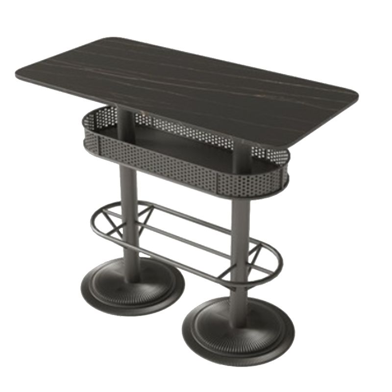 Industrial Black Bar Table Living Room Bistro Bar Desk with Storage