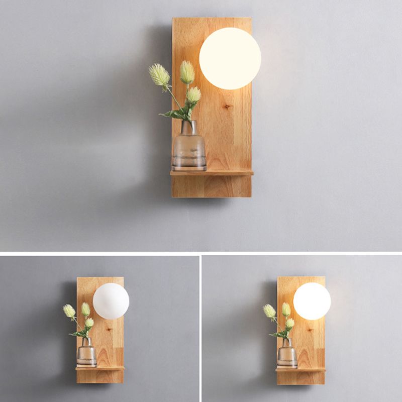 Ball Wall Sconce Lighting Modern Wood 1 Light Wall Mounted Light (Ornament not included)