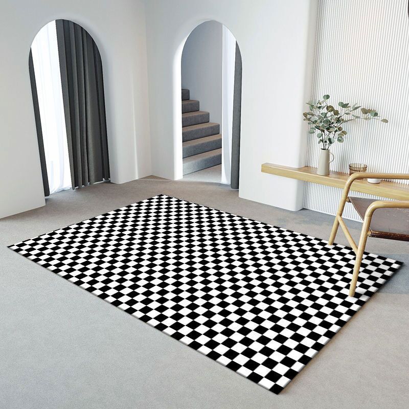 Modern Home Decoration Carpet Plaid Pattern Area Rug Polyester Non-Slip Backing Indoor Carpet
