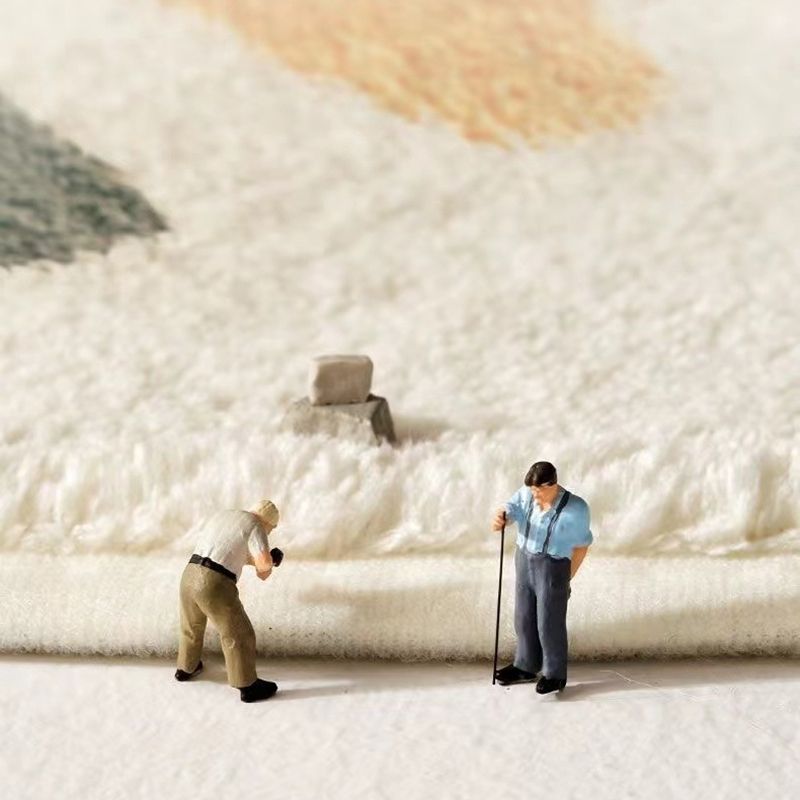 Modern Colorblock Rug Polyester Rug Friendly Washable Non-Slip Area Rug for Living Room