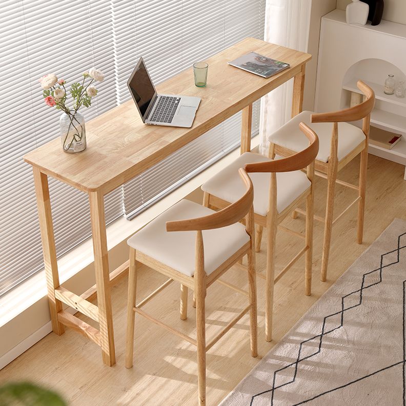 Modern Rubberwood Trestle Base Rectangle Bar Table for Kitchen Dining Room