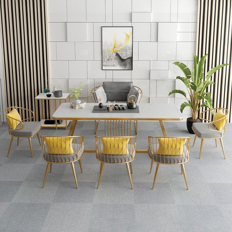 Metal Windsor Back Arm Chairs Upholstered Dining Chairs in Grey