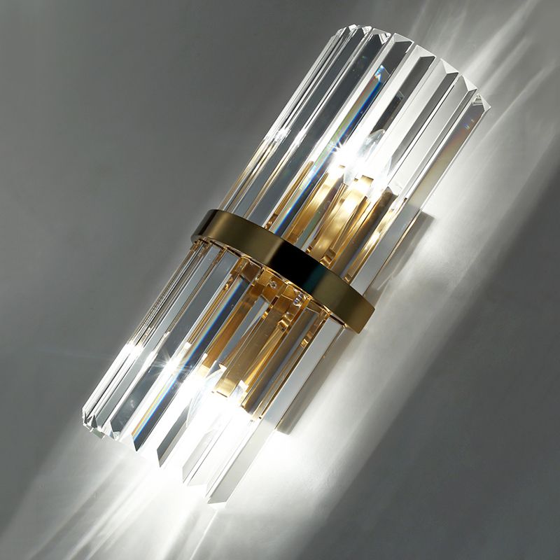 Luce murale cilindrica cristallina nella moderna lampada da parete a 2 luci di elettroplate in stile creativo