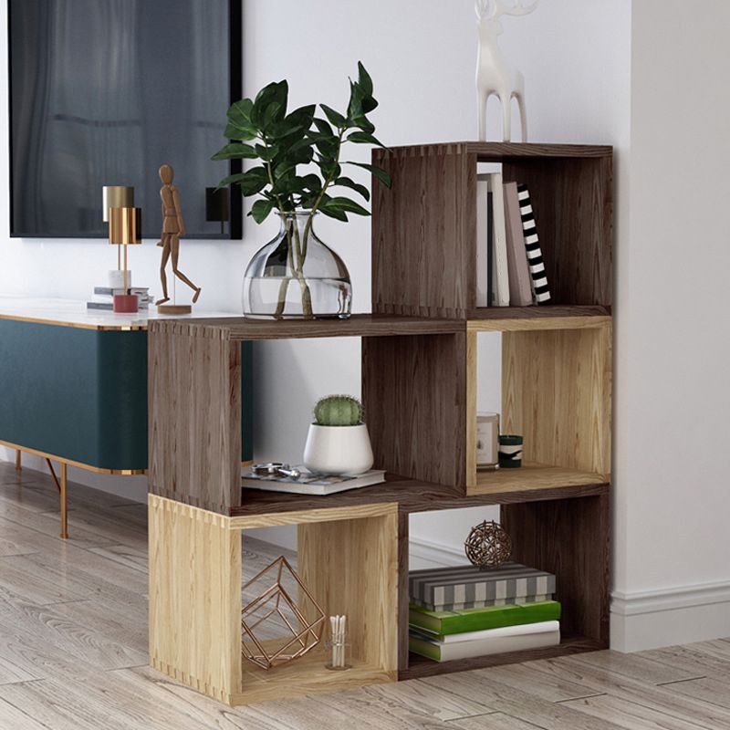Contemporary Solid Wood Bookcase Open Back Bookshelf for Home