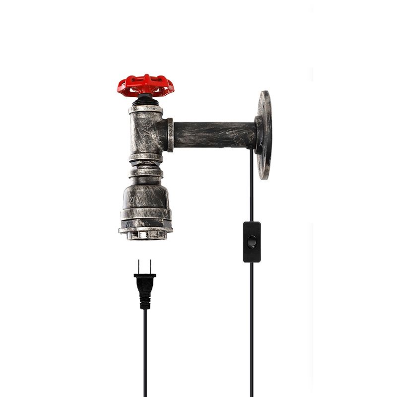 Industrial Metal Wall Sconce Pipe Shape Wall Light for Living Room in Rust