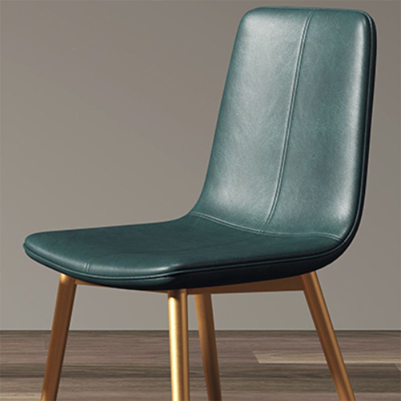 Modern Style Side Chair Faux Leather Dining Chair with Metal Leg