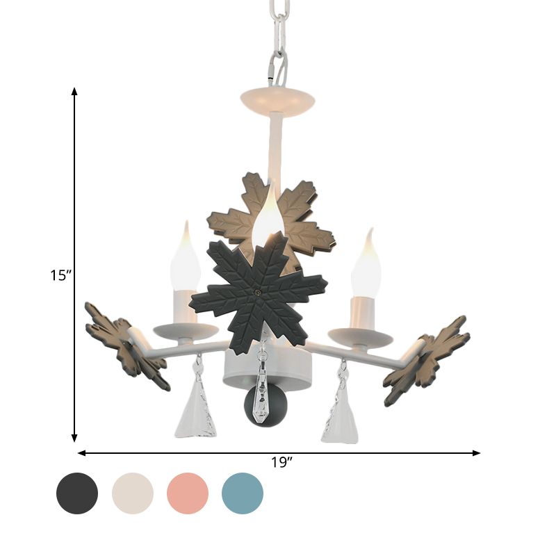 Kaarsenkroonluchter licht kinderen helder glas 3/6 lichten grijs/witte hanglamp met K9 Crystal en Snowflake Deco