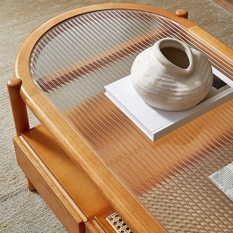 4 Legs Coffee Table with Shelf Modern Glass Top Cocktail Table