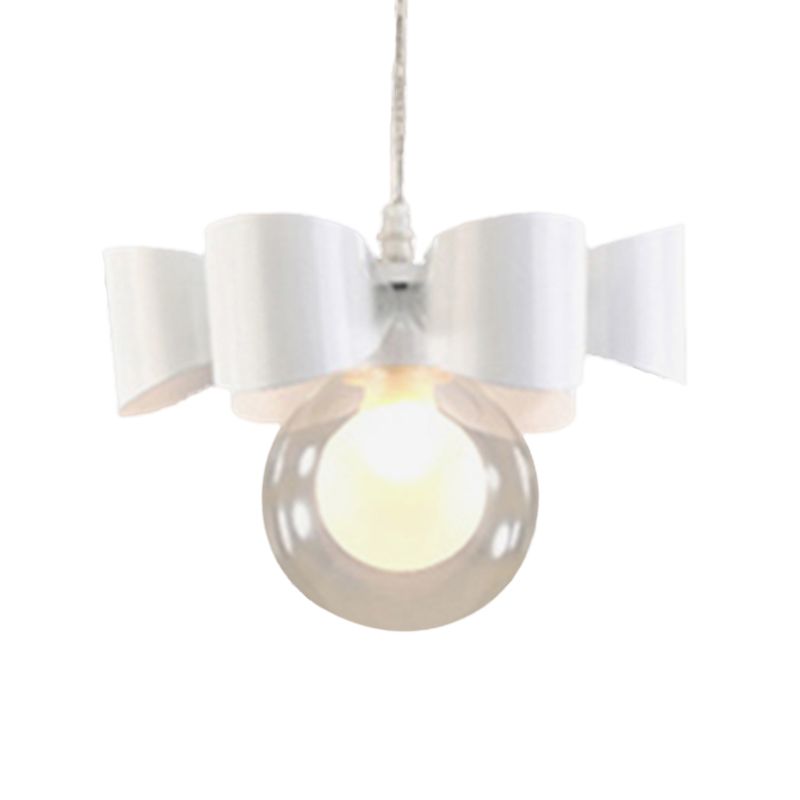 Iluminación colgante de esfera blanca con diseño de arco contemporáneo 1/3 luces lámpara de colgar de vidrio transparente