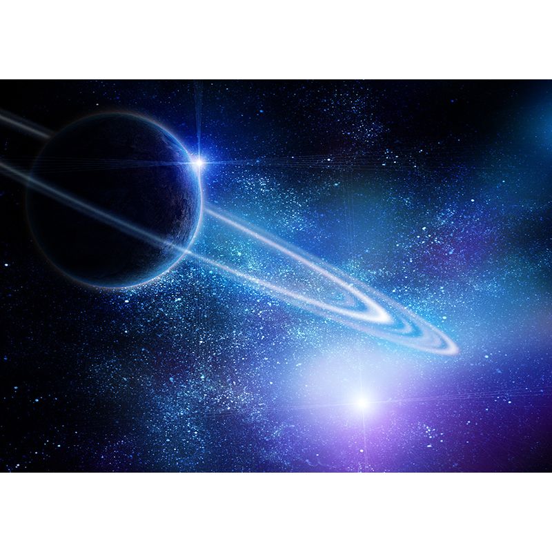 Mystical Planet Wall Mural Contemporary Non-Woven Cloth Wall Covering in Dark Blue
