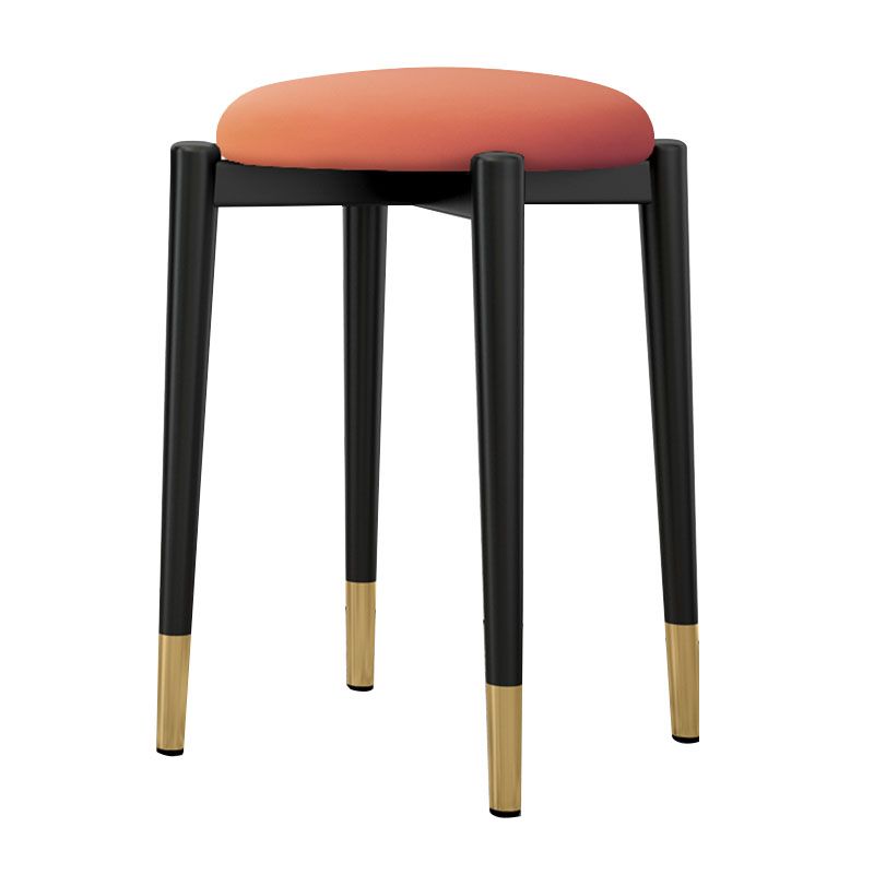 Luxury Ottoman Velvet Tear Resistant Metal Legs Solid Color Round Ottoman