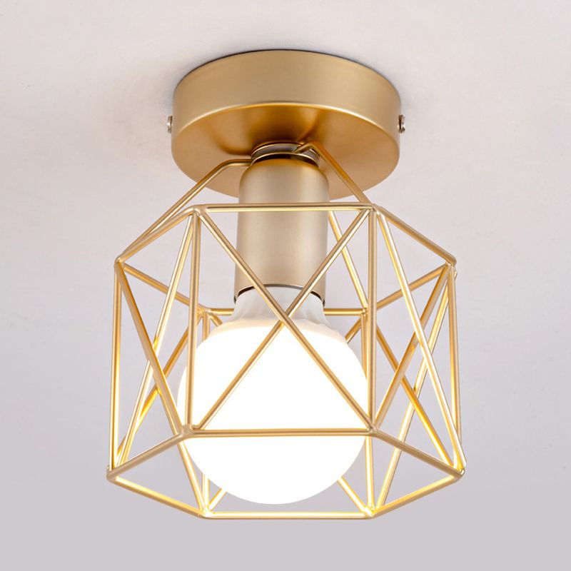 Contemporary Single Golden Flush Mount Lighting Metal Ceiling Light for Bedroom