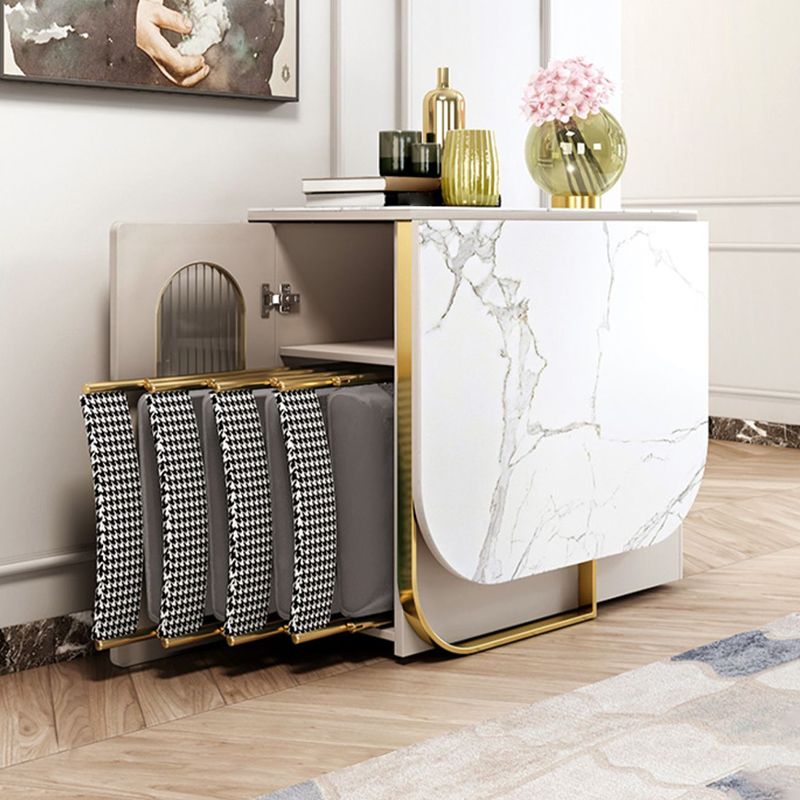 Moderna 1/2/3/5 Piezas Mesa de comedor blanca con juego de comedor plegable de piedra sinterizada