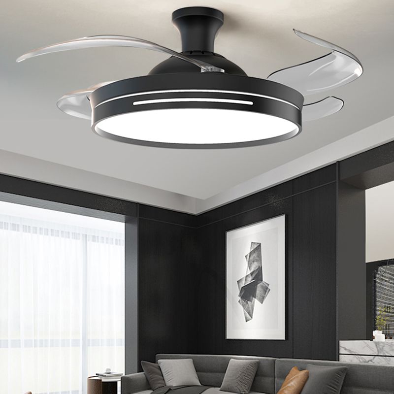 Reversible Blades LED Fan Light Minimalist Dining Room Semi Flush Mount Ceiling Light