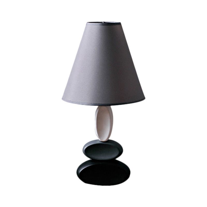 Lampada da comodino da comodino in tessuto tradizionale a forma affusolata grigia