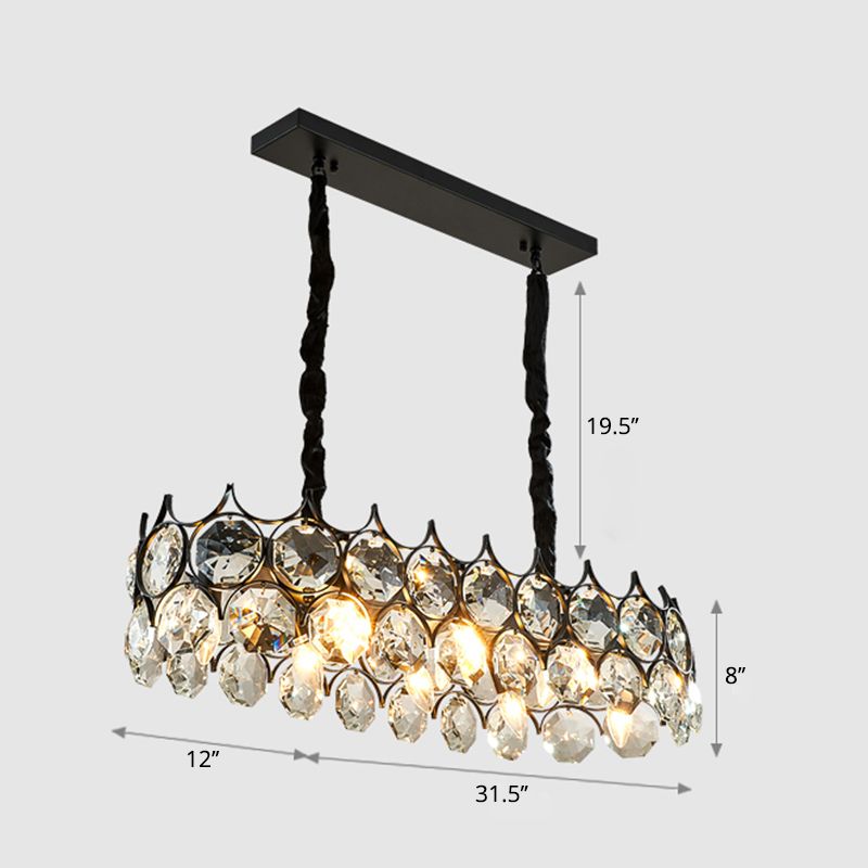 Beveled Cut Crystal Bead Hanging Lamp Postmodern Style Chandelier Pendant Light for Living Room