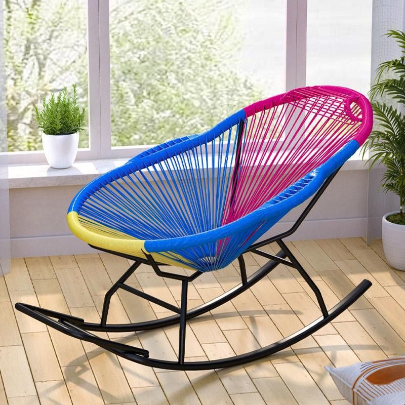 Modern Rocker Wicker Woven Rope Weather-Resistant Rocking Chair