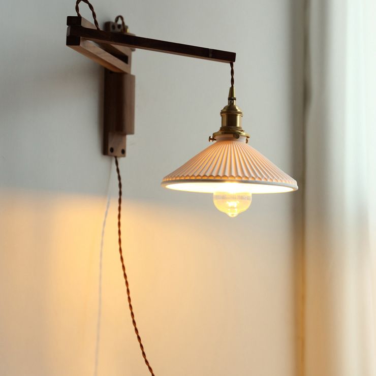 Japanese-Style Retro Style Armed Vanity Light Wood Single Vanity Light