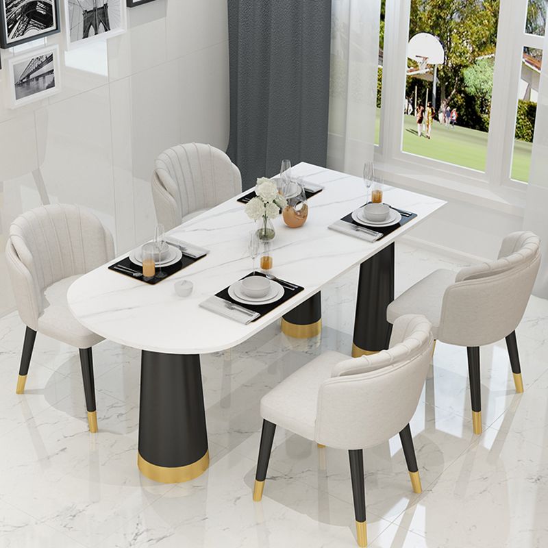Metal Modern Free Form Dining Table Sintered Stone Top Table with 3 Legs